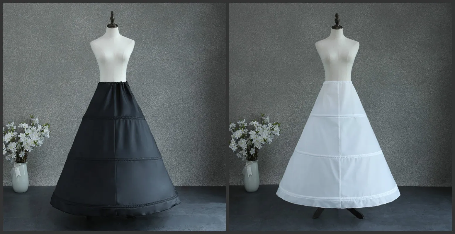 Three Steel Ring White Skirt Fluffy Black Petticoat Female