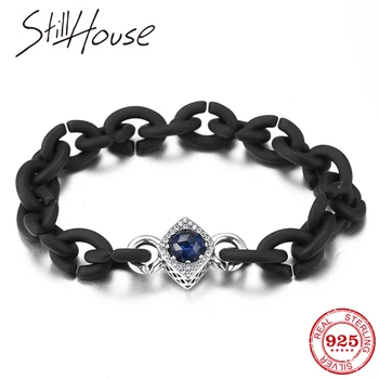 

High quality High quality Square deep Blue Zircon charm Beads Hard Rubber Bracelets hand accessories for women jewelry