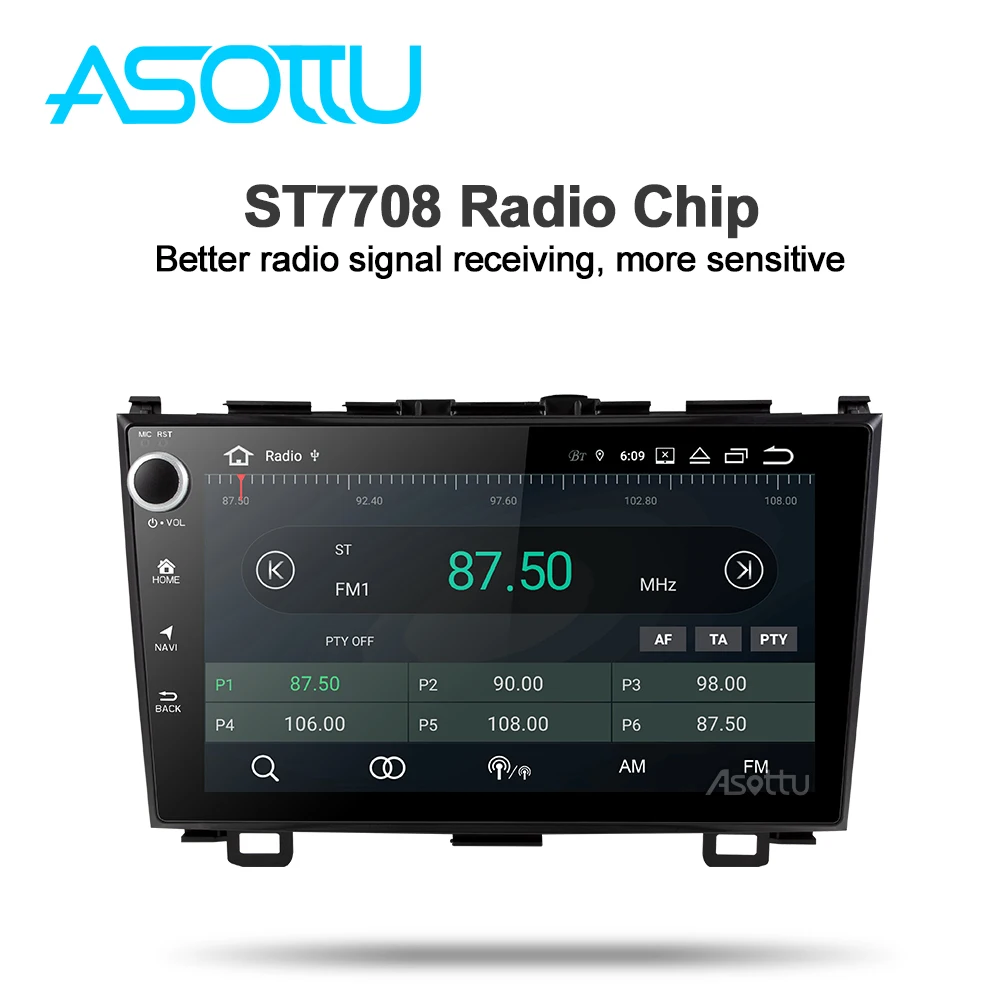 Asottu HO601 android 9,0 PX6 автомобильный dvd gps для Honda CRV 2006-2011 с автомобильным Радио Видео плеером gps навигация автомобиля стерео 2 din