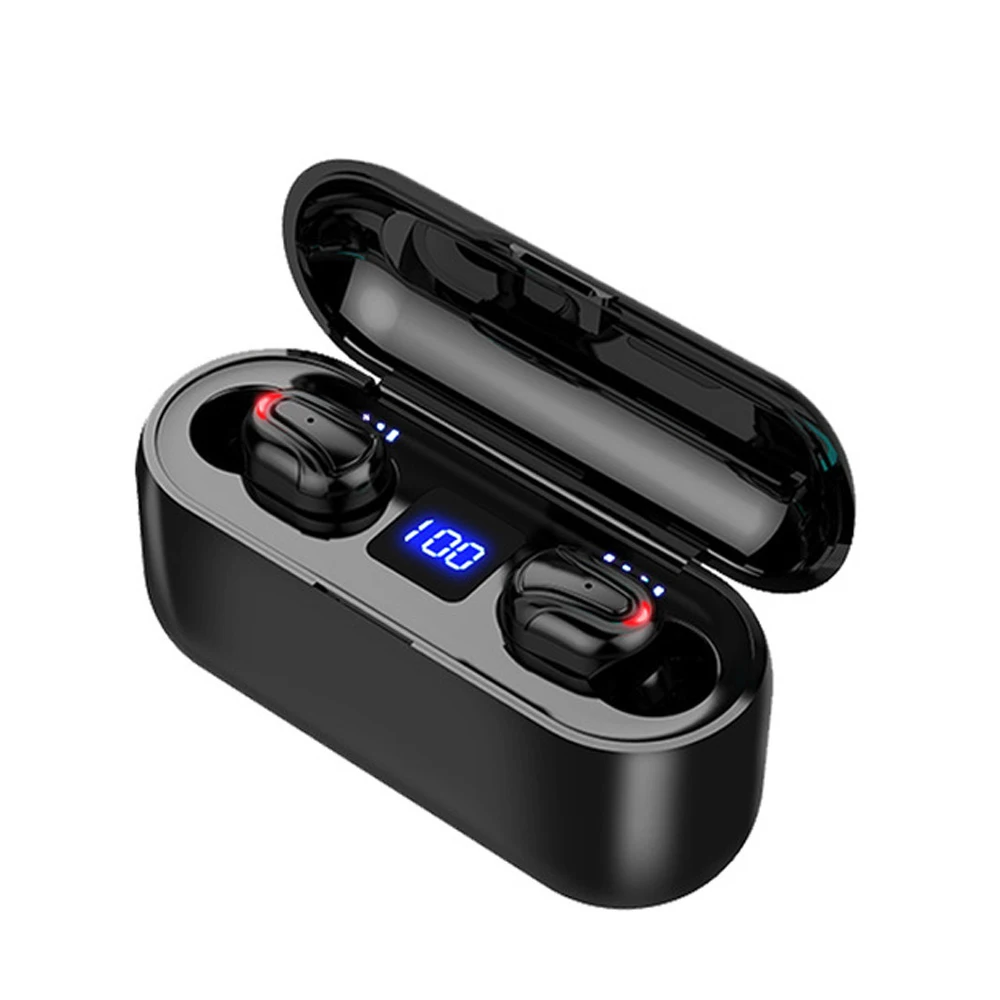 Joinrun TWS беспроводная Bluetooth гарнитура Водонепроницаемая 8D объемный звук ЖК-экран цифровой дисплей HD микрофон музыка HiFi головки - Цвет: black