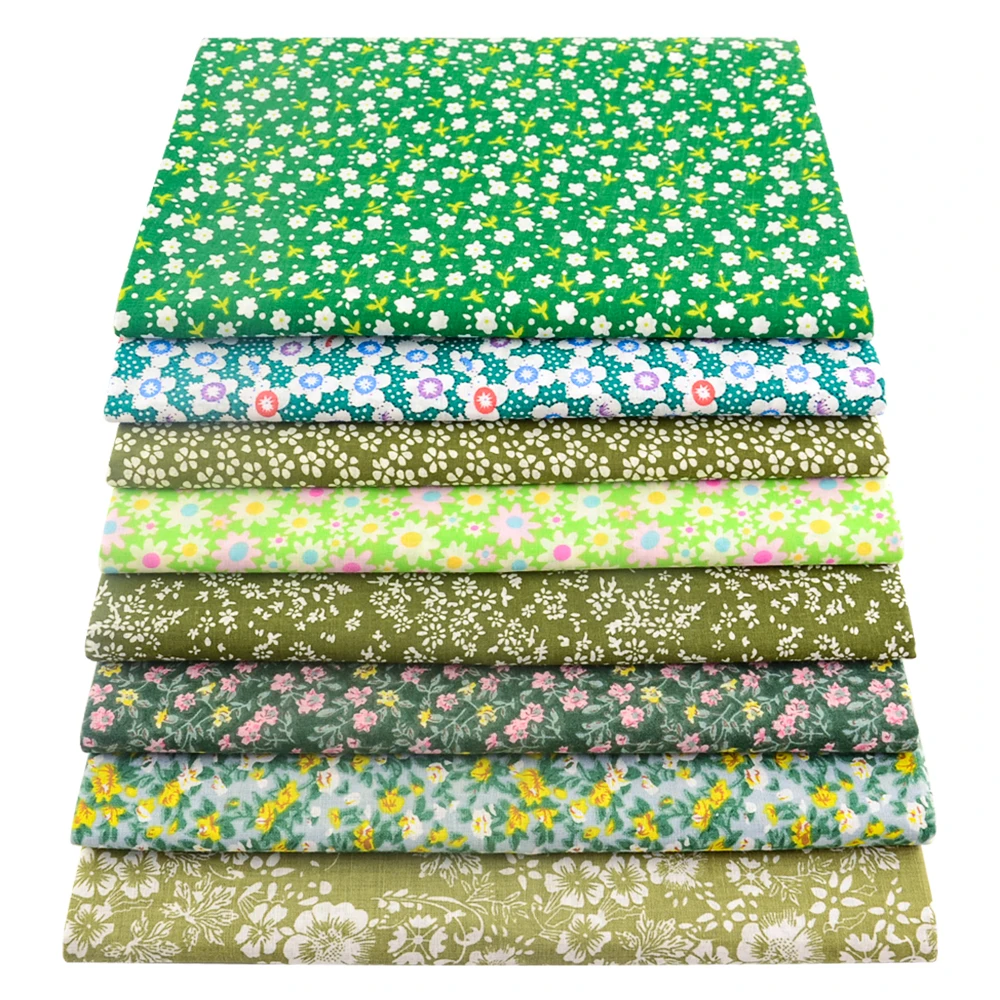 Teramila 8-Piece Multicolor Cotton Fabric Set for Quilting and Handicrafts