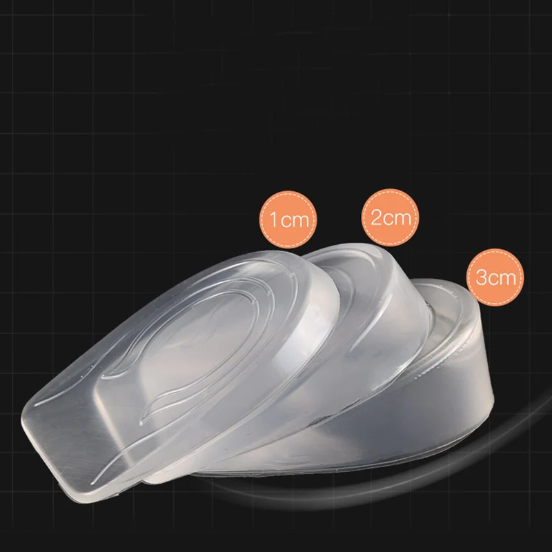 

2019 Men Women 1 Pair Gel Inner Heightening Insoles Soft Elasticity Shock Absorption Decompression Transparent Heel Cushion