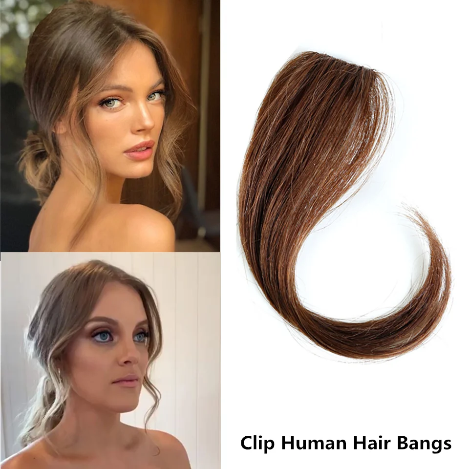 Clip In on Front Hair Bang Side Fringe Hair Extension Real Natural Remy Human Hair Bangs Hair Piece Clip In Bangs (1)