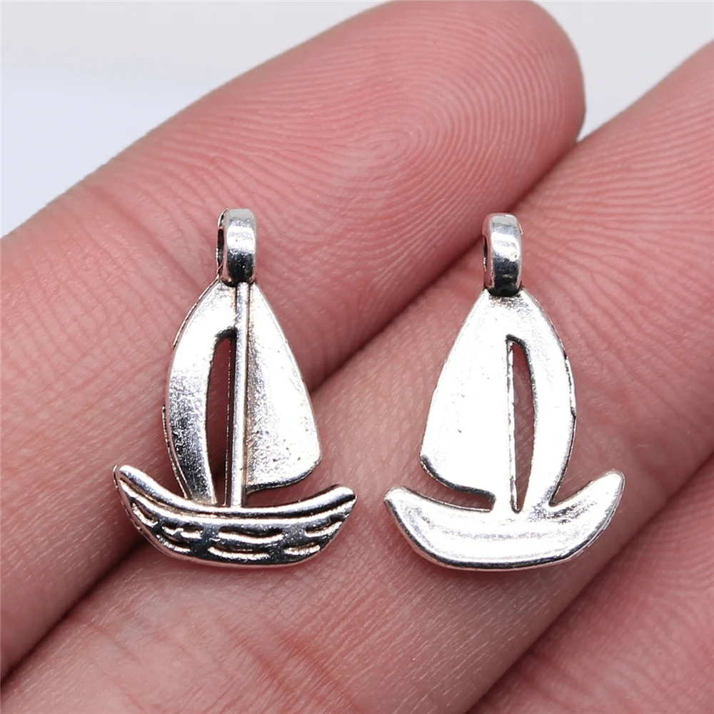 

WYSIWYG 20pcs 18x12mm Sailboat Pendant Charms Antique Silver Color For Jewelry Making Zinc Alloy Jewelry Findings