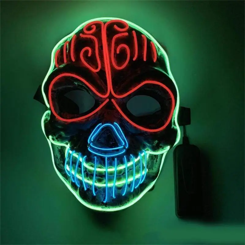 EL Skull холодная светящаяся маска Хэллоуин Макияж для маскарада вечерние принадлежности декора