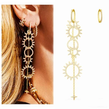 

Kakany 2020 New High Quality Fashion Sun Flower Gear Cuff Shiny Zircon Gear Earrings Monaco Ladies Earrings Wedding Jewelry