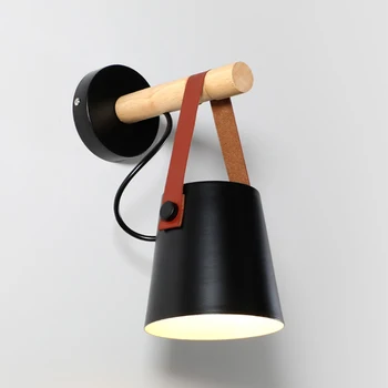 

Nordic Wall Wood Light Glass Lampshade Corridor Balcony Bedside LED Side Wall Lamps Interior For Home Decor