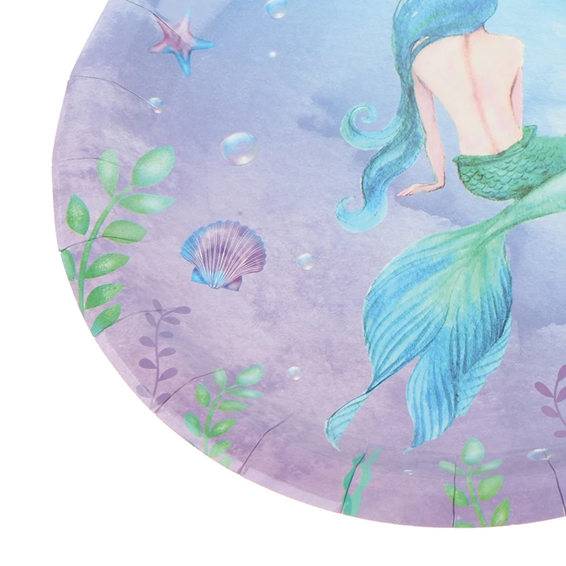 8/20pcs Happy Birthday Party Set Mermaids Party Tableware Plates Napkins Cups Baby Shower Party Decorations