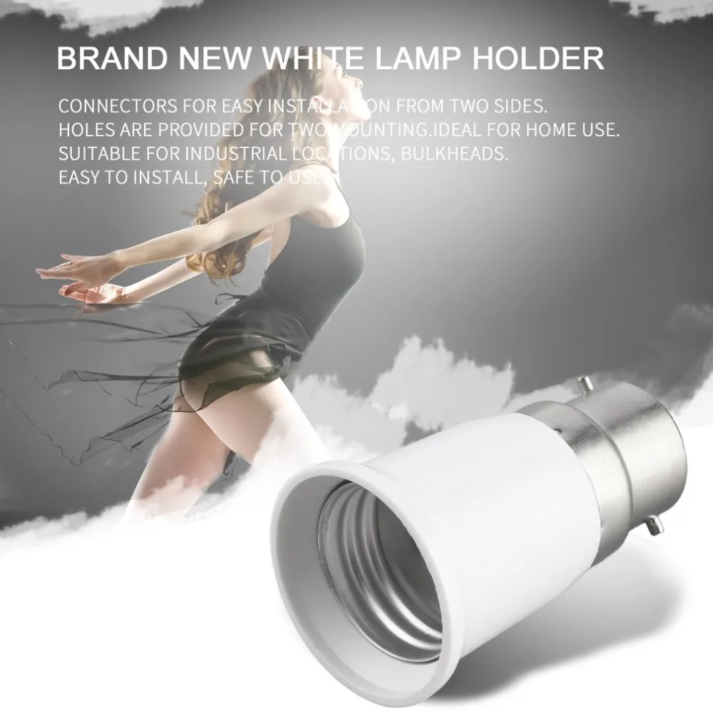 

ICOCO White B22 to E27 Socket Light Bulb Lamp Holder Adapter Plug Extender Lampholder Converter Socket Change