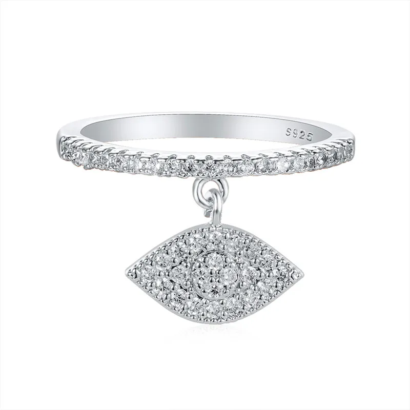 Silver Color Минималистичное женское маленькое Кристальное кольцо с глазом желтое золото свадебное обручальное кольцо винтажные обручальные кольца для женщин - Цвет основного камня: Silver Color