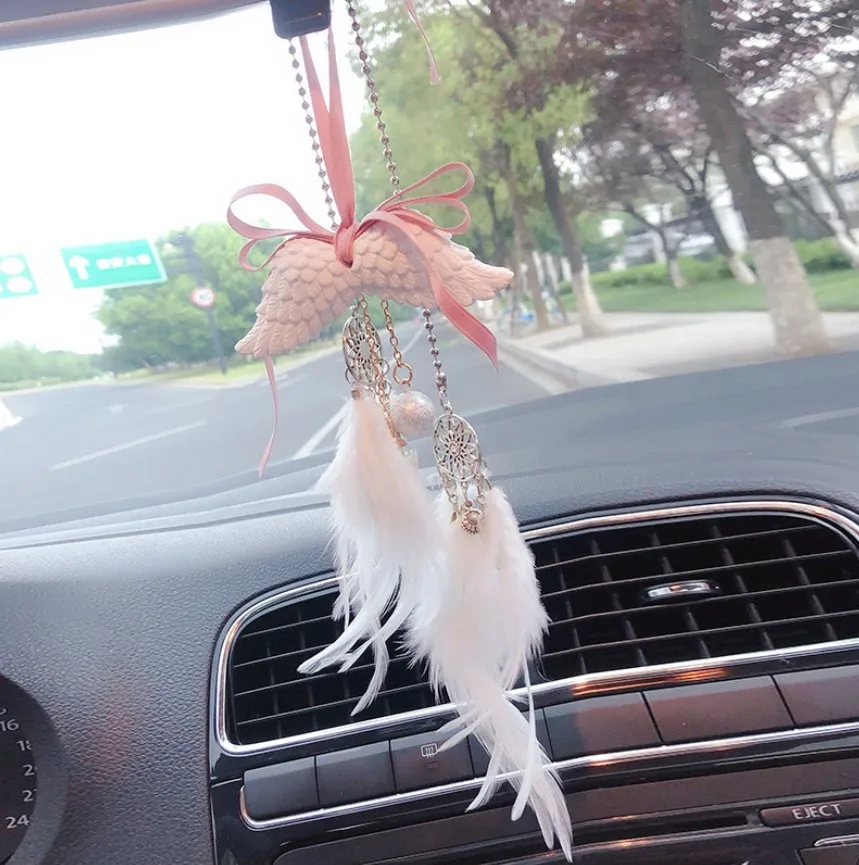 1pcs Car Pendant Hanging Decor Dream Catcher Feathers Handmade Wall Car Ornament Craft Home Decoration Wind Chime