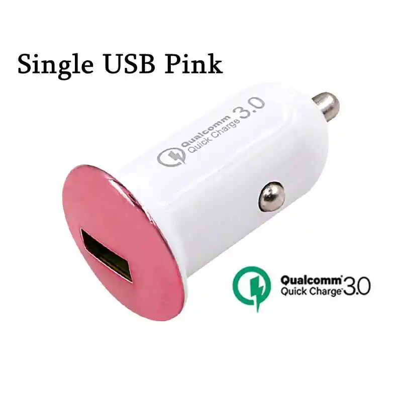 Быстрая зарядка 3,0 USB Автомобильное зарядное устройство для iPhone xs samsung Xiaomi Mini Dual USB Автомобильное быстрое зарядное устройство адаптер для мобильного телефона - Тип штекера: Pink