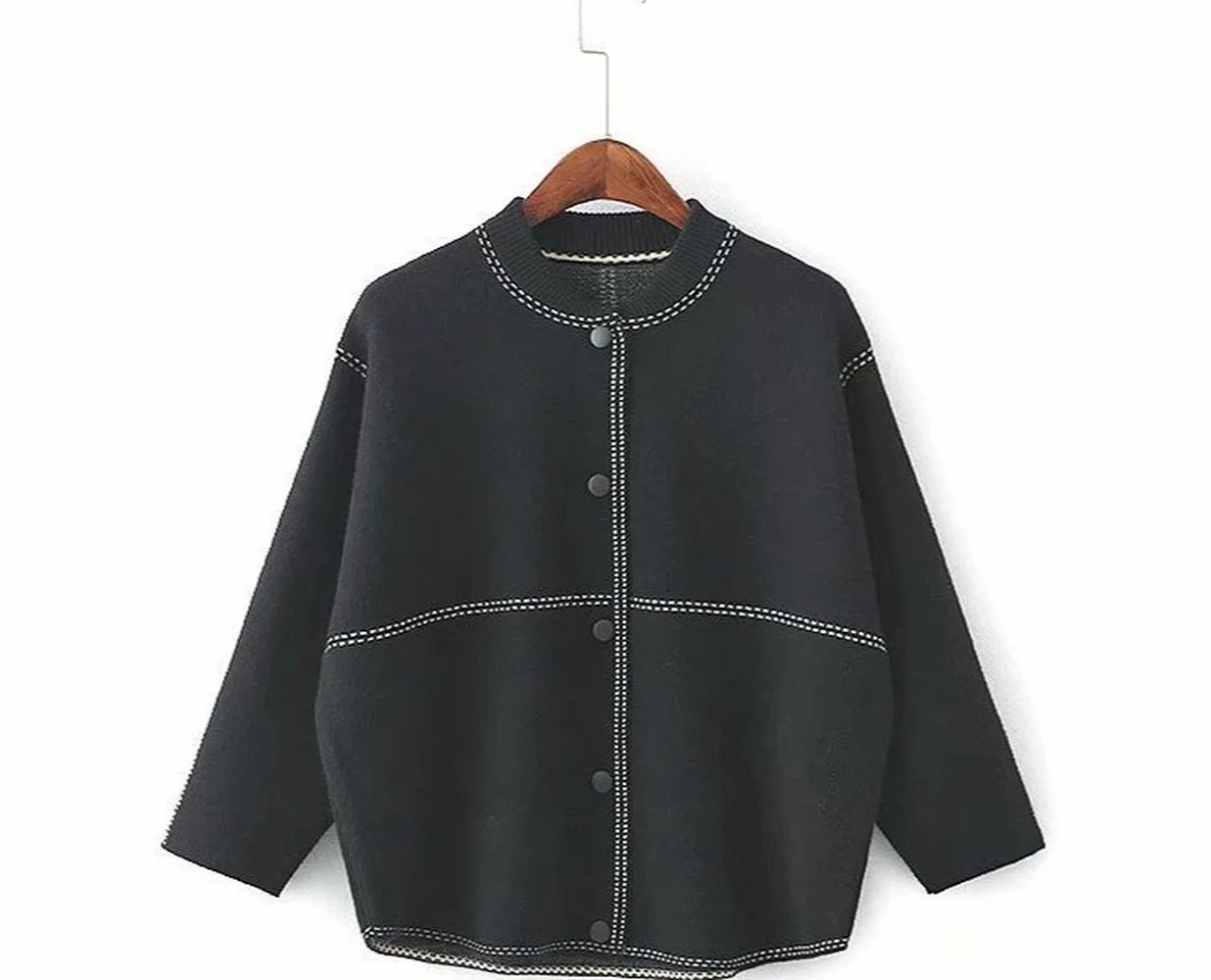 

2022 Autumn Women Cardigan Collarless Casual O Knitted Single-breasted Winter Long Sleeve Neutral Irregular Coat Vintage Fashion