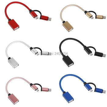 

1000pcs new 2 in 1 USB 3.0 OTG Adapter Cable for Samsung Micro USB Type C Data Sync Adapter for Huawei for MacBook Type-C OTG