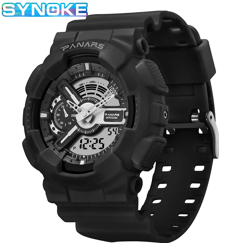 

SYNOKE Outdoor Sports Men Quartz Watches Chronograph Waterproof LED Electronic Watch Multi-function Men Digital Watches