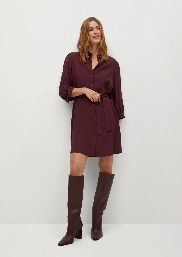 

2020 autumn dress commuter elegant temperament cultivate one's morality show thin belt in the shirt collar butterfly dresses