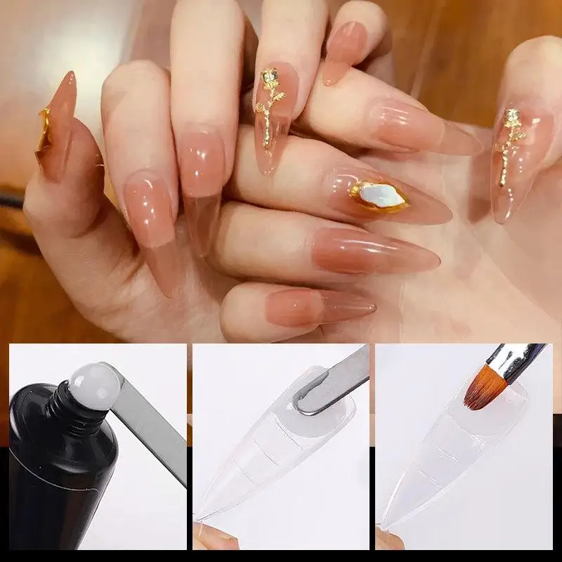 1Box Quick Building Mold Tips Nails Extension System Full Cover Sculpted Clear Coffin Nail Dual Forms Finger False Nail Tips images - 6