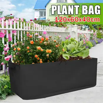 

120x60x40cm Outdoor Rectangle Grow Bag Garden Bed Anti-Corrosion Vegetable Planter Non-woven Fabric With Handle