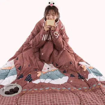 

Lazy Quilt Winter Quilt Warm Thick Winter Multifunctional Belt Sleeve Print Quilt Can Be Worn Quilt Free Ship Dropship #