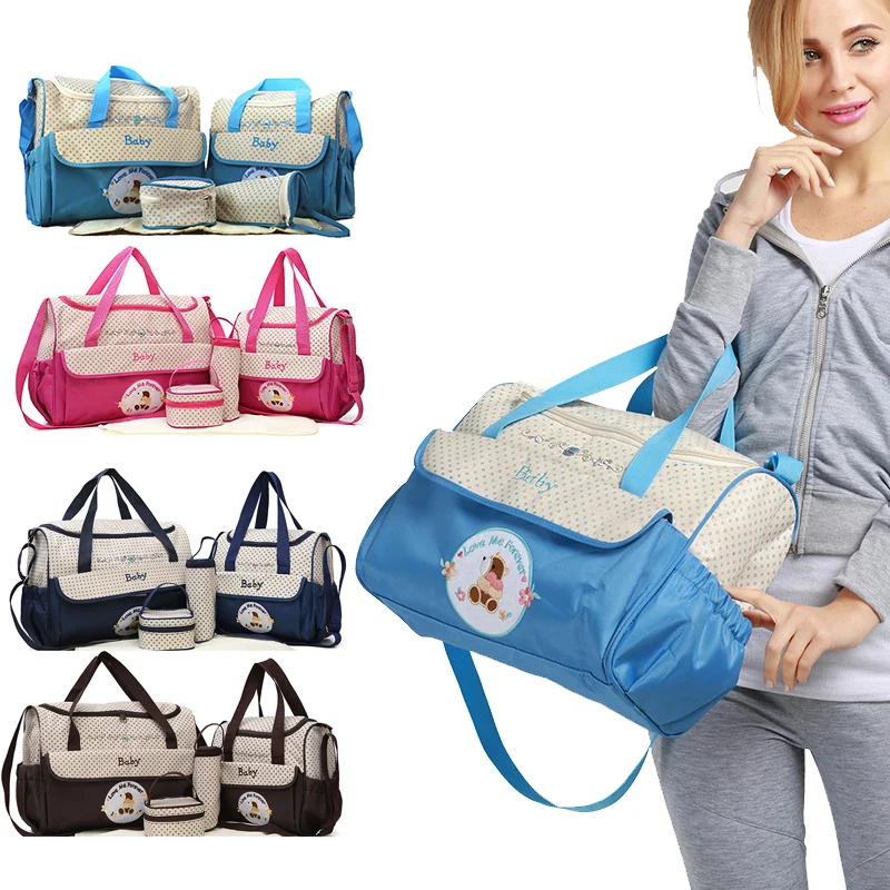 5pcs set Diaper Bag One Shoulder Baby bag Women Travel Handbag for Baby Nursing Mummy Maternity Nappy Bag luiertas