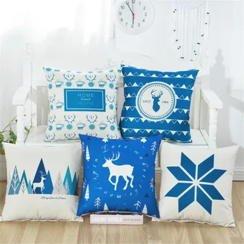 

Deer Printing Pillow Square Deer Sofa Bed Flax Pillow moose Cushion scandinavian Decoration sofa