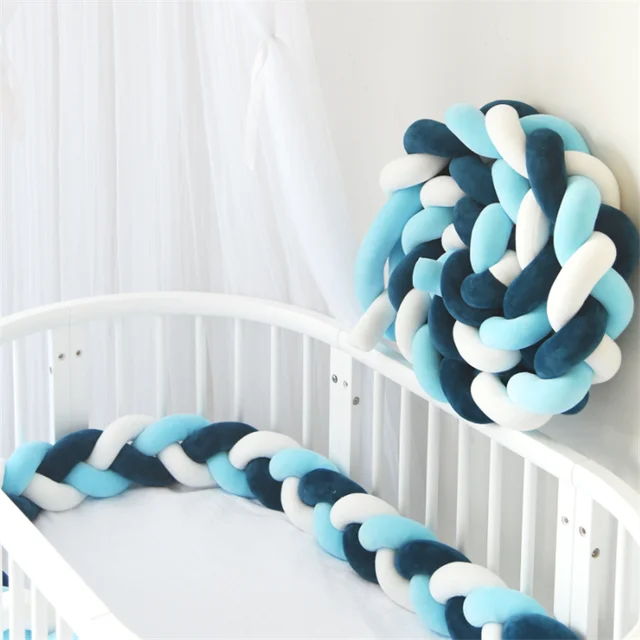 Parachoques para cama De bebé, cojín con nudo trenzado, Protector De cuna,  decoración De habitación, juego De cama