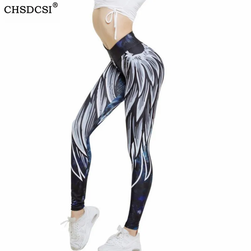 CHSDCSI, пуш-ап Леггинсы для женщин, спортивные Леггинсы для фитнеса, Harajuku, 3D принт, крыло, бодибилдинг, спортзал, Юга, брюки, сексуальные штаны