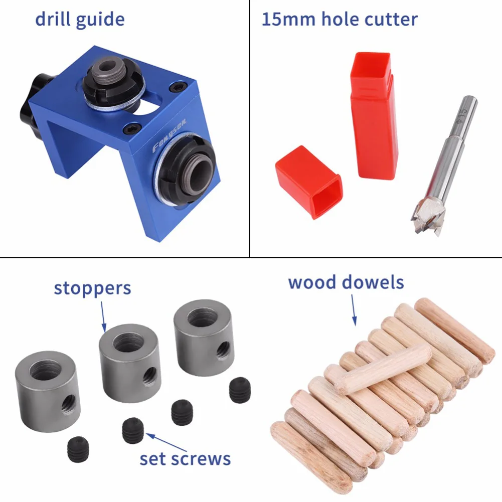 Набор столярных инструментов долото джиг позиционер бурения локатор отверстие дюбель Деревообработка руководство