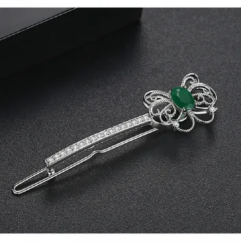 

Cuidie Hairpin Temperament Fashion Ladies Side Clip Hairpin Copper Gold-plated Inlaid AAA Zircon Butterfly Word Clip Jew