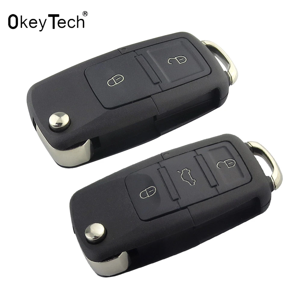 Okeytech 2 3ボタン折りたたみフリップキーシェル車のキー交換vwゴルフ4 5パサートb5 B6ポロトゥーランシュコダのための座席キー Car Key Car Keys Replacementcars Cars Aliexpress