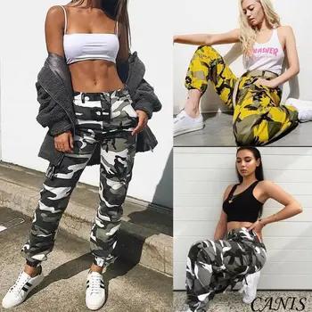 

Camo Cargo Pants Women Fashion High Waist Long Trousers Ankle Tied Joggers Pants Ladies Hip Pop Streetwear Pants Autumn Winter