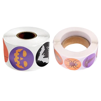 

2 Rolls of Festival Stickers Funny Phone Stickers Self-Adhesive Paste Decals Gift Packing Sticker for Halloween Party