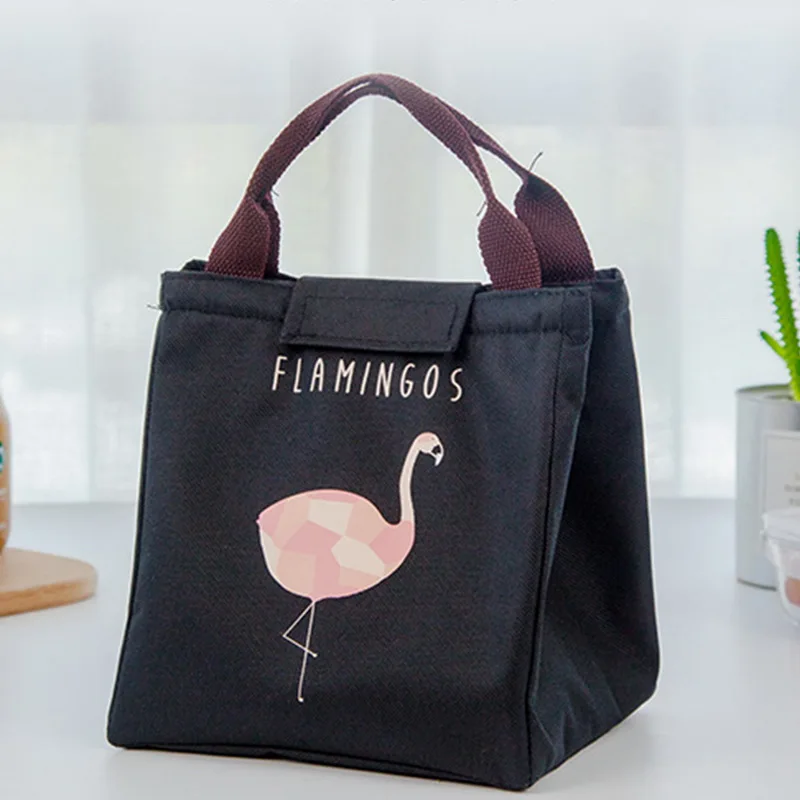 Litthing сумка для еды досуг мешки водонепроницаемые Оксфорд материалы Портативная сумка для еды Удобная теплая классная Хранитель Фламинго шаблон 1 шт - Color: black