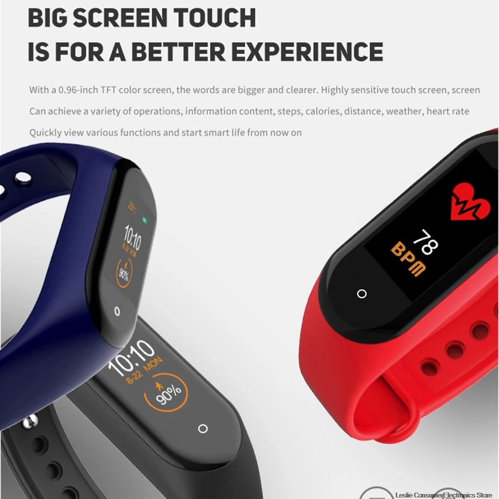 M4 Smart Band Wristband Heart rate/Blood/Pressure/ Smart bracelet  Monitor/Pedometer Fitness Waterproof Color Screen V5.0