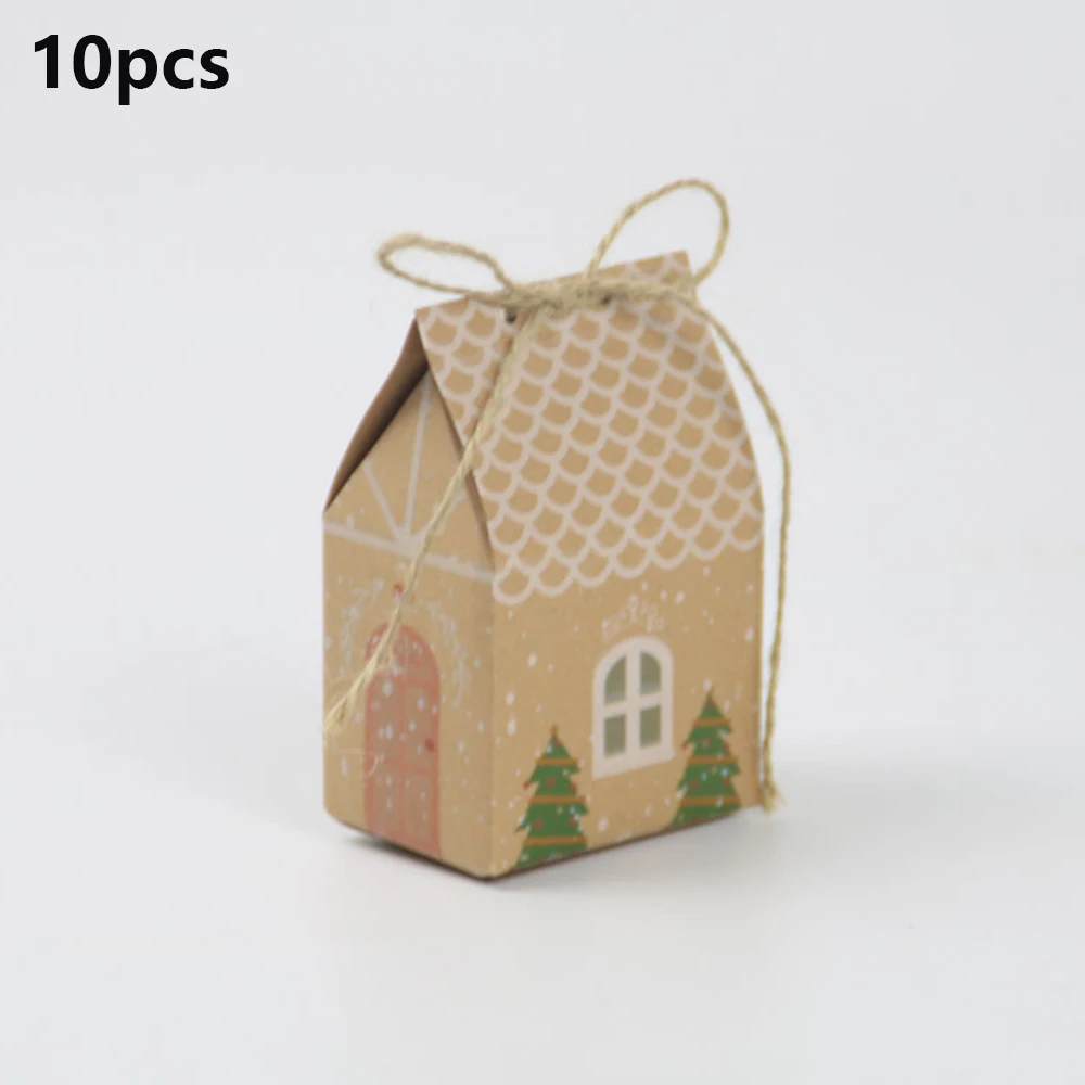 

3D Cute Small House Gift Box New Kraft Paper Candy Box Cookie Chocolate Package Christmas Tree Vintage Small Gifts Storage Boxes