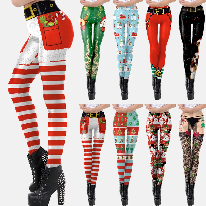 3D Digital Printing Christmas Leggings Women Fashion Funny Sexy Printed Elastic Skinny Leggings Xmas Gift pants winter