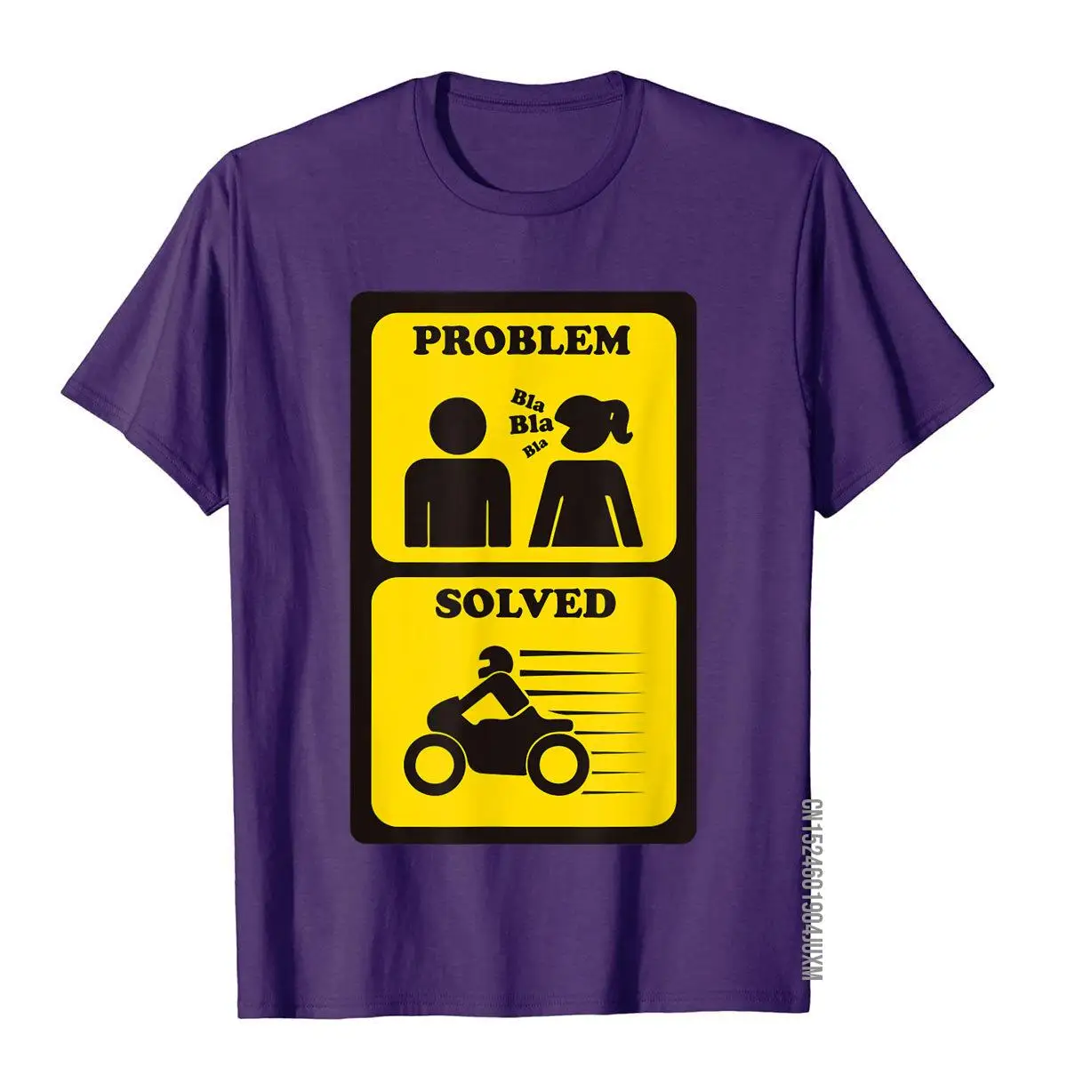 Mens Funny Motorcycle T Shirt Problem Solved Biker Gift Tee Men__97A84purple