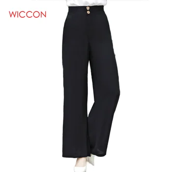 

New Cotton Linen Soft Wide Leg Women Pants Elastic Waist Solid Summer Loose Trousers High Waist Pant Plus Size XL-5XL