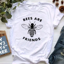 Bees Are Friends, футболка, уличная одежда, хипстер, женская футболка, для девочек, трендовая, защищающая от опыления, рубашки, хлопок, Tumblr, топы, Прямая поставка