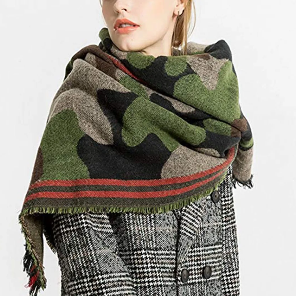 Новая мода женский кашемировый Камуфляжный кашемировый шарф шаль чехол