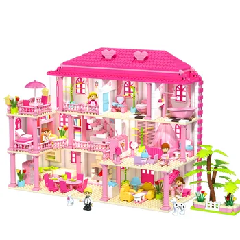 

1000pcs Kids DIY Building Blocks Three Story Villa Princess Castle Blocks Compatible LegoINGlys Bricks Children Girl Toys Gifts