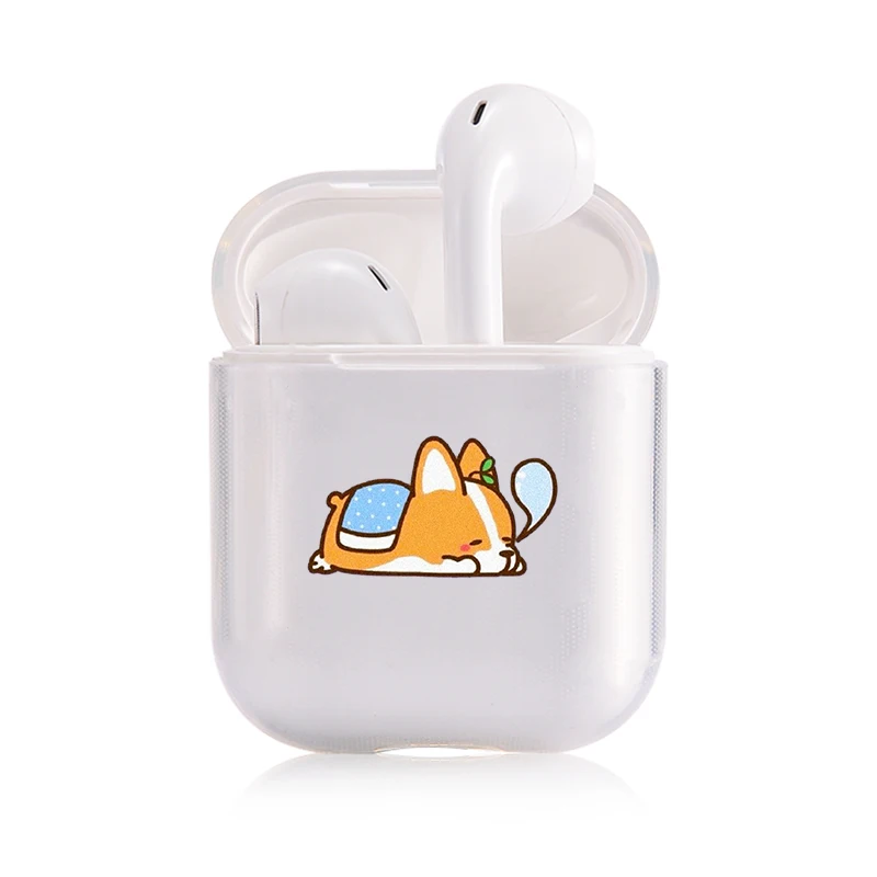 I201278 Жесткий прозрачный чехол для наушников Apple airpods 1 чехол Роскошные домашние животные собака корги прозрачный Air Pods чехол для Airpods 2 защитный чехол - Цвет: I201278