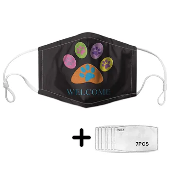 

Cute Dog Paw Print Girls Boys Anti-dust Face Mask For Kids Elastic Non-disposable Lady Mouth Masks Women Reusable Breath Masque