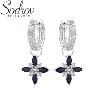 

SODROV Luxury 925 Sterling Silver Jewelry Wedding Drop Earrings for Women Boucle D'oreille I078
