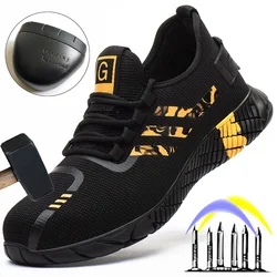 Male Indestructible Sneakers Anti-puncture Safety Men Anti-smash Work Boots Steel Toe Shoes Footwear