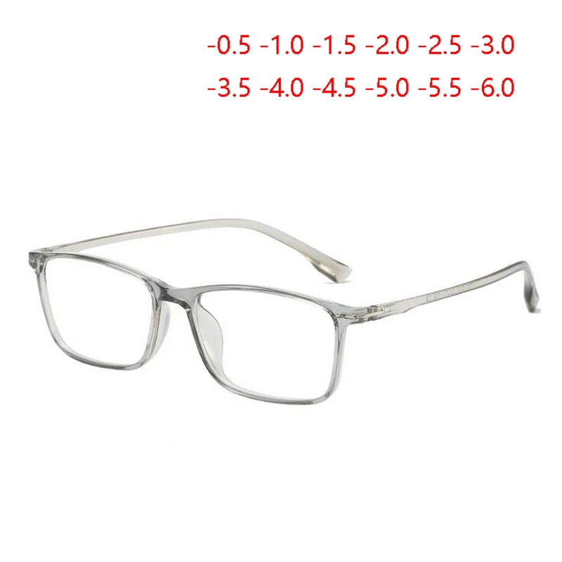 Ультралегкие прозрачные очки TR90 карамельного цвета для очков женские прозрачные зеркальные квадратные готовые очки для близорукости-0,5-1,0 до-6,0
