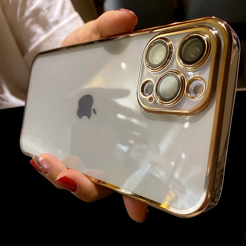 For Iphone 13 12 11 Pro Max Mini Transparent Phone Case For Iphone X Xs Xr 7 8 Plus Se2 Clear Square Plating Soft Silicone Cover Mobile Phone Cases Covers Aliexpress
