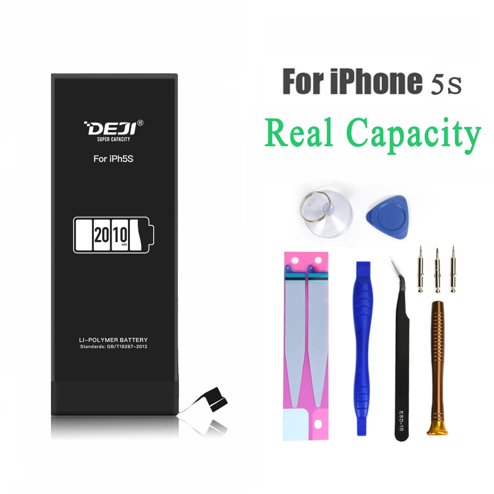 Фото Аккумулятор DEJI для iPhone 5s 5 se, оригинальный литий-ионный аккумулятор высокой емкости для сотового телефона, сменные батареи 2010 мАч №3