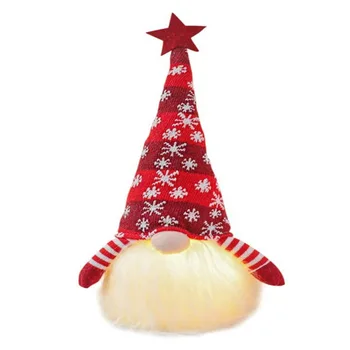 

2020 Christmas Glowing Doll Toys Led Light Striped Cap Faceless Doll With Knitted Hat Xmas Gnome Swedish Decoration Kids Gifts