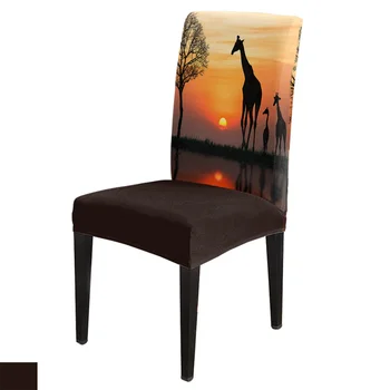

Africa Giraffe Sunrise Spandex Elastic Dining Chair Slipcover Removable Kitchen Seat Case Stretch Chair Cover for Banquet